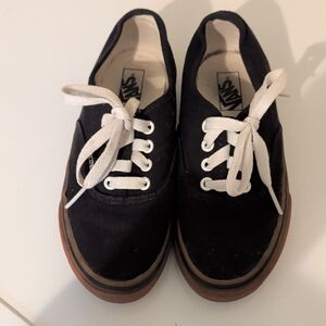 Vans Black Canvas Shoes with White Laces